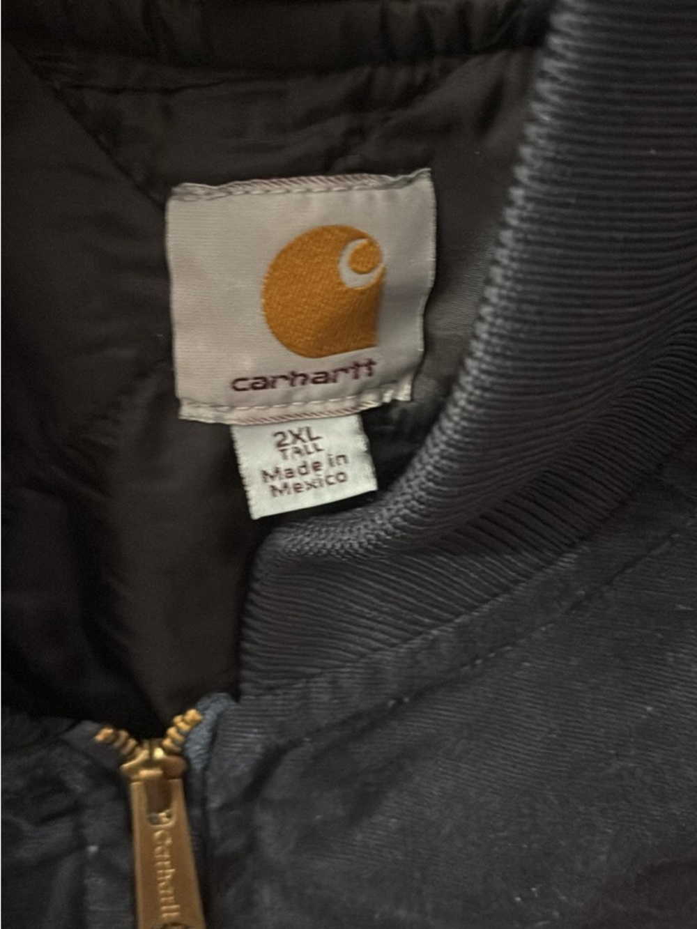 Carhartt Navy vest  with Gold Logo and Zipper